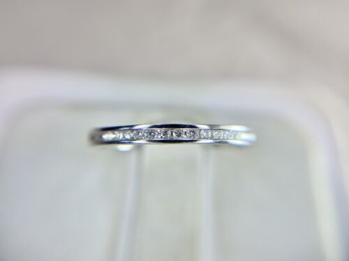 10k White Gold Natural Round Brilliant Diamond Channel Set Wedding Band Ring