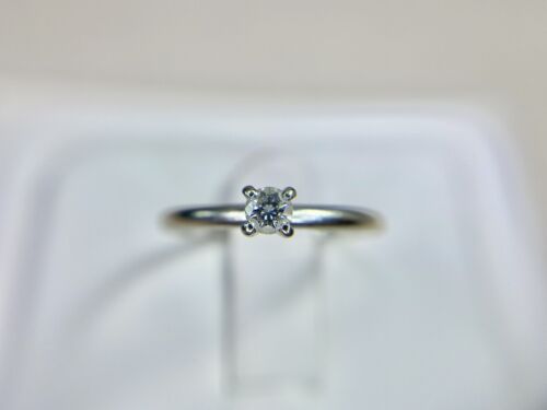 14k White Gold Natural Round Brilliant Diamond Small Solitaire Engagement Ring