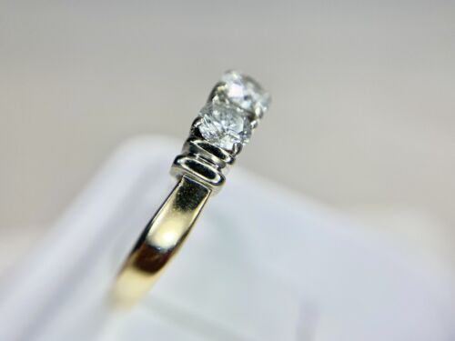 Vintage 14k Yellow Gold Natura Round Brilliant Diamond 3 Stone Engagement Ring