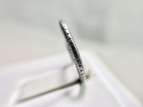 Vintage Art Deco Platinum Hand Engraved Classic Thin Wedding Band Ring