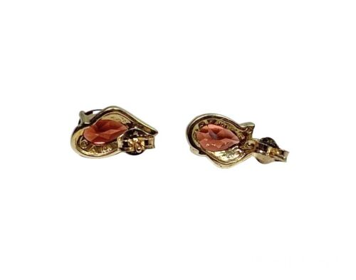 Vintage 10k Yellow Gold Pear Shape Dark Red Rhodolite Garnet Stud Earrings