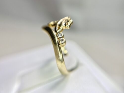 Vintage 14k Yellow Gold Designer Round Brilliant Natural Diamond Frog Ring