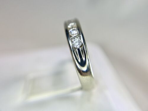 14k White Gold Natural Round Diamond Designer Forever Channel Wedding Band Ring