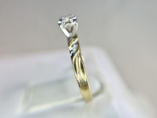 Vintage 10k Yellow Gold Natural Round Diamond Solitaire Small Engagement Ring