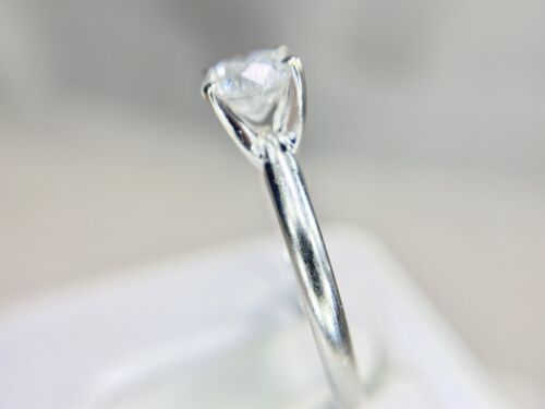 Vintage 10k White Gold Natural Round Brilliant Diamond Solitaire Engagement Ring