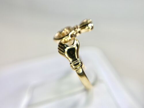 Vintage 10k Yellow Gold Natural Round Diamond Irish Claddagh Heart Ring