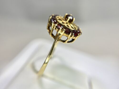 Vintage Edwardian 18k Yellow Gold Round Rhodolite Garnet Small Filigree Ring