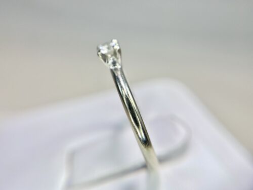 14k White Gold Natural Round Brilliant Diamond Small Solitaire Engagement Ring