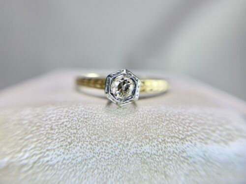 Art Deco 14k Yellow Gold Natural Old European Diamond Solitaire Engagement Ring