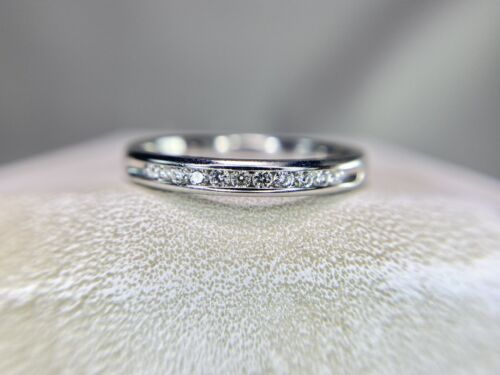 10k White Gold Designer Round Brilliant Diamond Channel Set Wedding Band Ring