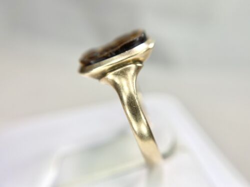 Victorian 10k Rose Gold Hand Carved Tiger Eye Intaglio Ring