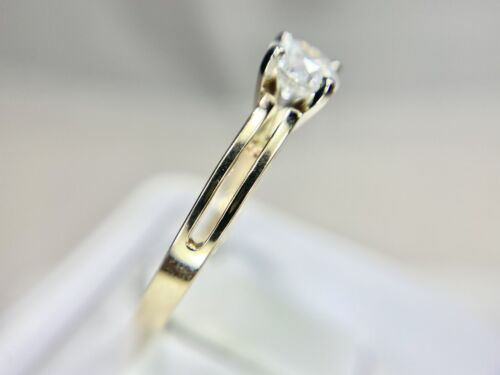 14k Yellow Gold Signed Natural Round Brilliant Diamond Solitaire Engagement Ring