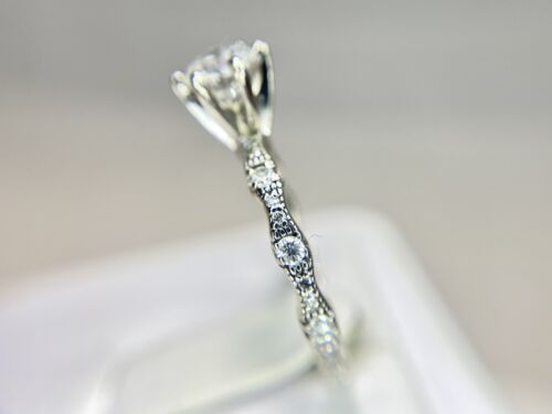 Vintage 14k White Gold Natural Round Brilliant Diamond Engagement Ring 1 ct