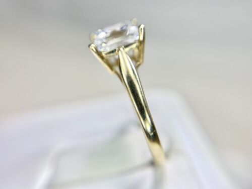 10k Yellow Gold Swarovski Zirconia Princess Cut Solitaire Engagement Ring