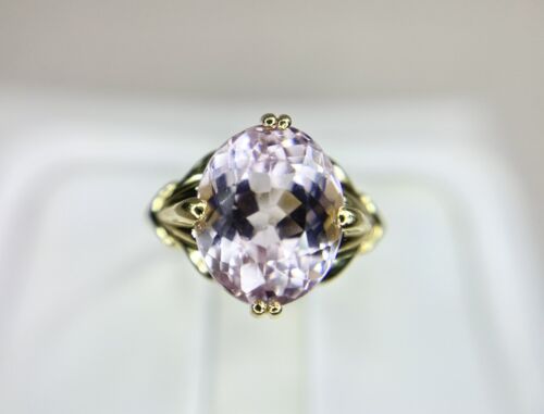 Vintage 14k Yellow Gold Natural Oval Shape Light Pink Topaz Solitaire Ring