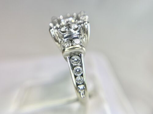 10k White Gold Natural Round Brilliant Diamond Illusion Set Big Engagement Ring