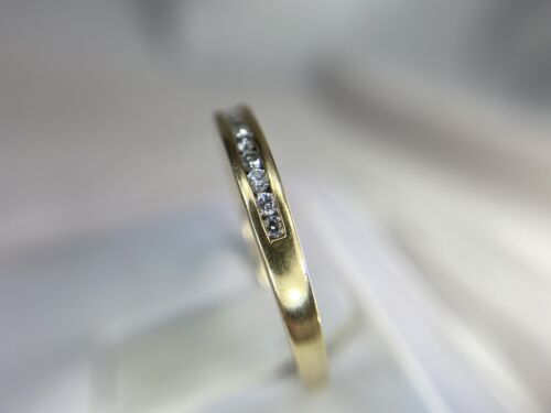 14k Yellow Gold Round Brilliant Diamond Channel Set Wedding Band Ring 1/5