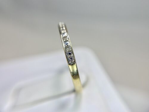 Vintage 10k Yellow Gold Natural Round Diamond Wedding Band Stack Ring