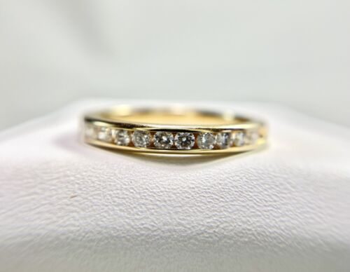 10k Yellow Gold Natural Round Brilliant Diamond Channel Set Wedding Band Ring