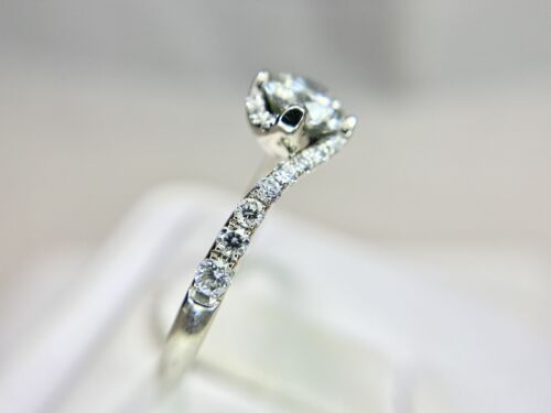 14k White Gold Signed Lab Grown Diamond Bypass Engagement Ring