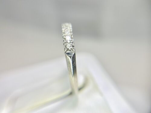 Art Deco 14k White Gold Natural Round Single Cut Diamond Wedding Band Ring