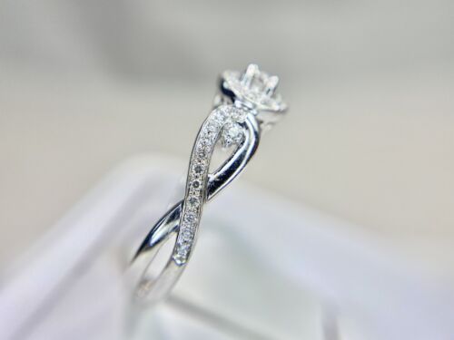 10k White Gold Designer Natural Round Brilliant Diamond Halo Engagement Ring