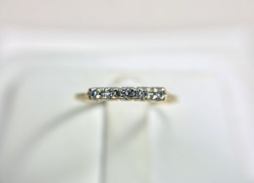 Vintage 14k Yellow Gold Round Single Cut Diamond Small Wedding Band Ring