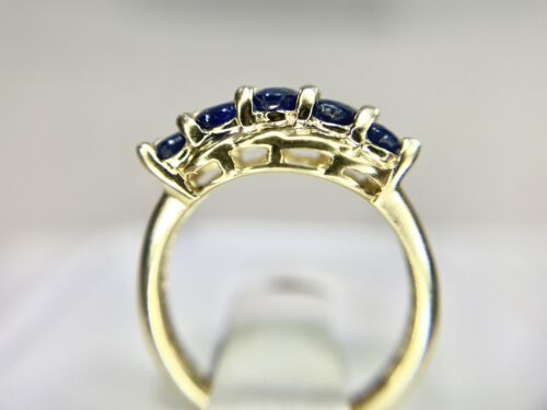 Vintage 14k Yellow Gold Natural Oval Shape Blue Sapphire Band Style Ring