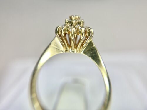 Vintage 14k Yellow Gold Natural Round Baguette Cut Diamond Small Cocktail Ring