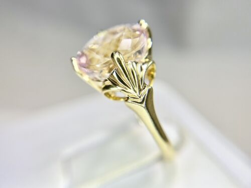 Vintage 14k Yellow Gold Natural Oval Shape Light Pink Topaz Solitaire Ring