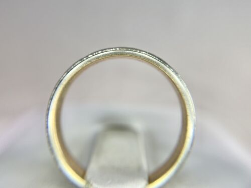 Vintage Art Deco 14k White Gold Hand Engraved Wedding Band Ring