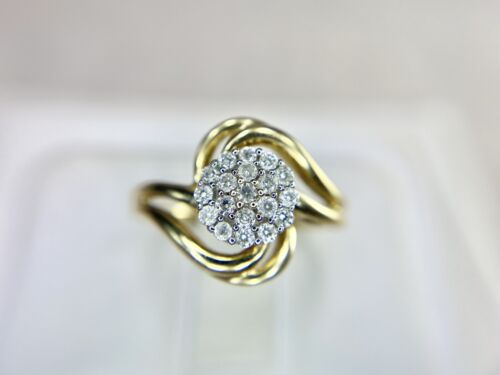 10k Yellow Gold Designer Natural Round Brilliant Diamond Pave By-Pass Ring