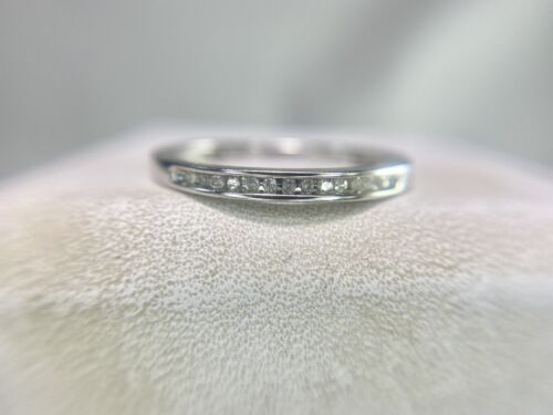 10k White Gold Natural Round Single Cut Diamond Channel Set Wedding Band Ring