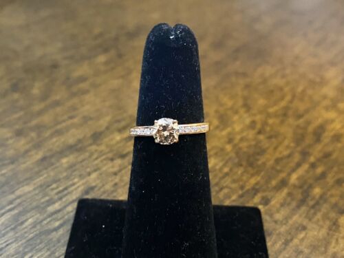 14k Rose Gold Designer Natural Fancy Brown Round Diamond Engagement Ring