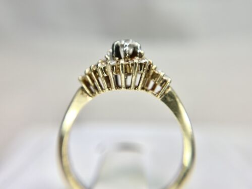 Vintage 14k Yellow Gold Natural Round Diamond Small Cluster Cocktail Ring