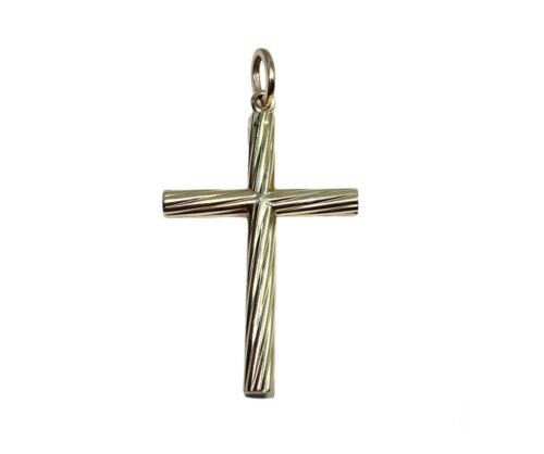 Vintage 14k Yellow Gold Big Hollow Handcrafted Cross Pendant