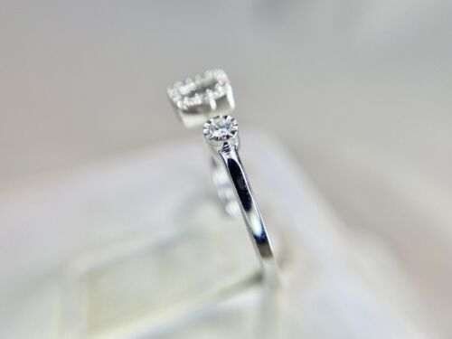 10k White Gold Designer Natural Round Brilliant Diamond Square Shape Pave Ring