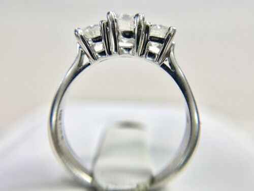 14k White Gold Round Brilliant Diamond Three Stone Engagement Ring 1.00 ct