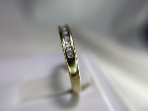 10k Yellow Gold Round Brilliant Diamond Channel Set Wedding Band Ring 