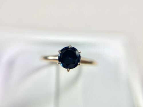 Vintage Victorian 10k Rose Gold Natural Blue Sapphire Buttercup Solitaire Ring