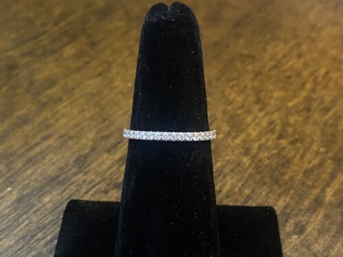 14k White Gold Natural Round Brilliant Diamond Wedding Band Stack Ring