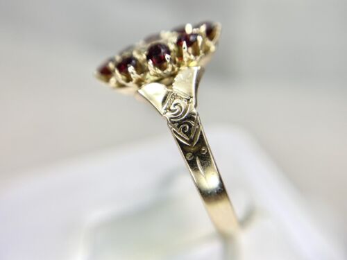 Victorian Era 10k Rose Gold Natural Marquise Diamond Red Garnet Engagement Ring