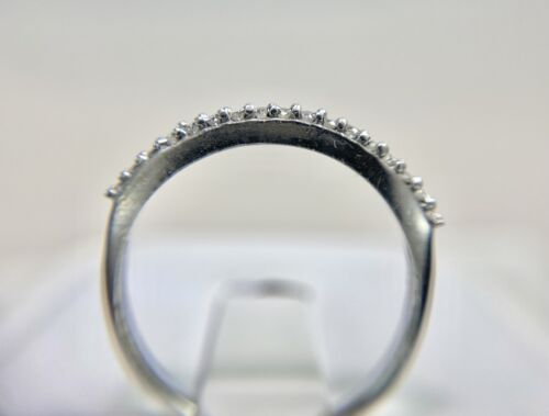 10k White Gold Designer Signed Natural Round Diamond Wedding Band Stack Ring