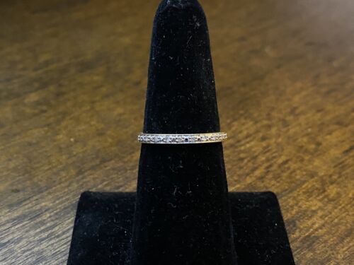 Vintage 10k Yellow Gold Natural Round Diamond Wedding Band Stack Ring