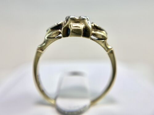 Vintage Art Deco 14k Yellow Gold Old European Diamond Small Engagement Ring