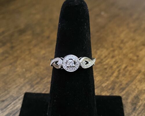 10k White Gold Designer Natural Round Brilliant Diamond Halo Engagement Ring