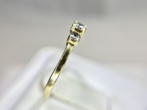 Vintage 14k Yellow Gold Natural Round Diamond Three Stone Small Engagement Ring