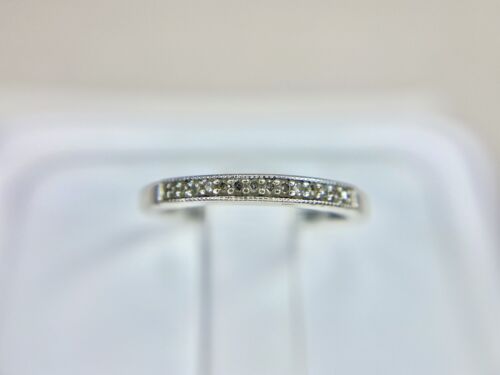 10k White Gold Designer Natural Round Diamond Small Wedding Band Stack Ring