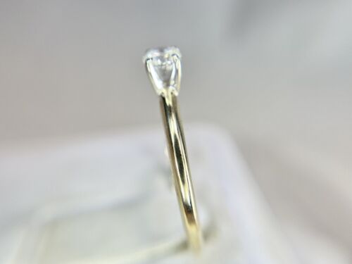 Vintage 14k Yellow Gold Round Natural Diamond Small Solitaire Engagement Ring