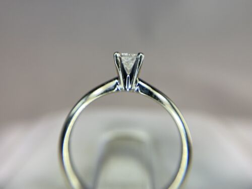 10k White Gold Natural Square Princess Cut Diamond Solitaire Engagement Ring